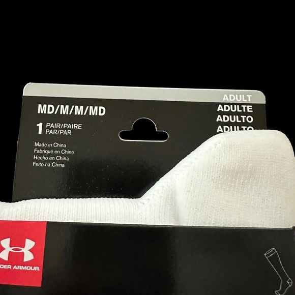 NWT Under Armour Adult Medium UA Over The Calf Soccer Socks White Performance - Picture 3 of 3